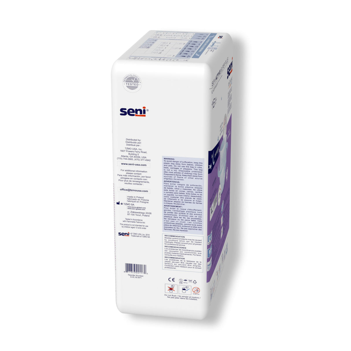 Unisex Adult Absorbent Underwear Seni Active Super Plus Pull On with Tear Away Seams X-Large Disposable Heavy Absorbency