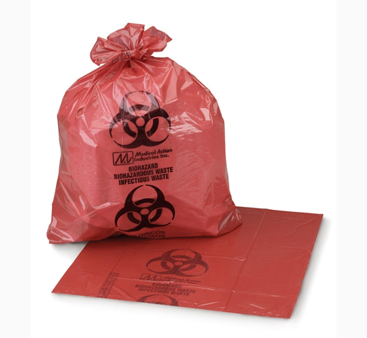 Biohazard Waste Bag Biohazard Symbol / Danger / Biohazardous Infectious Waste 44 gal. Red 38 X 46 Inch - BeHope