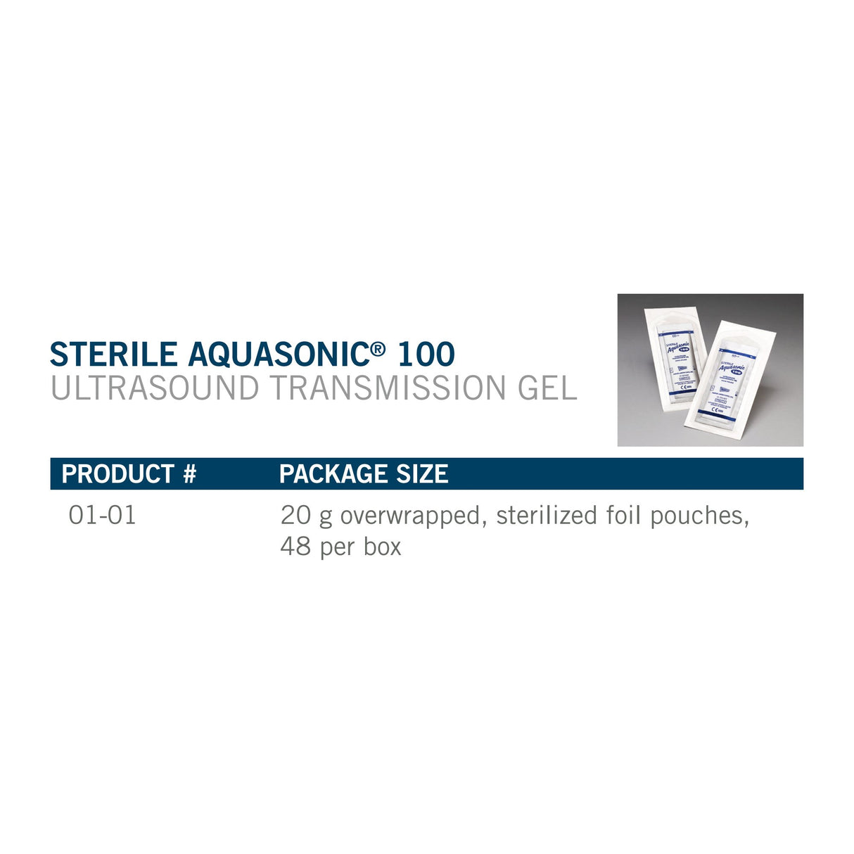 Ultrasound Gel Aquasonic® High Viscosity 20 Gram Packet OR Sterile - BeHope
