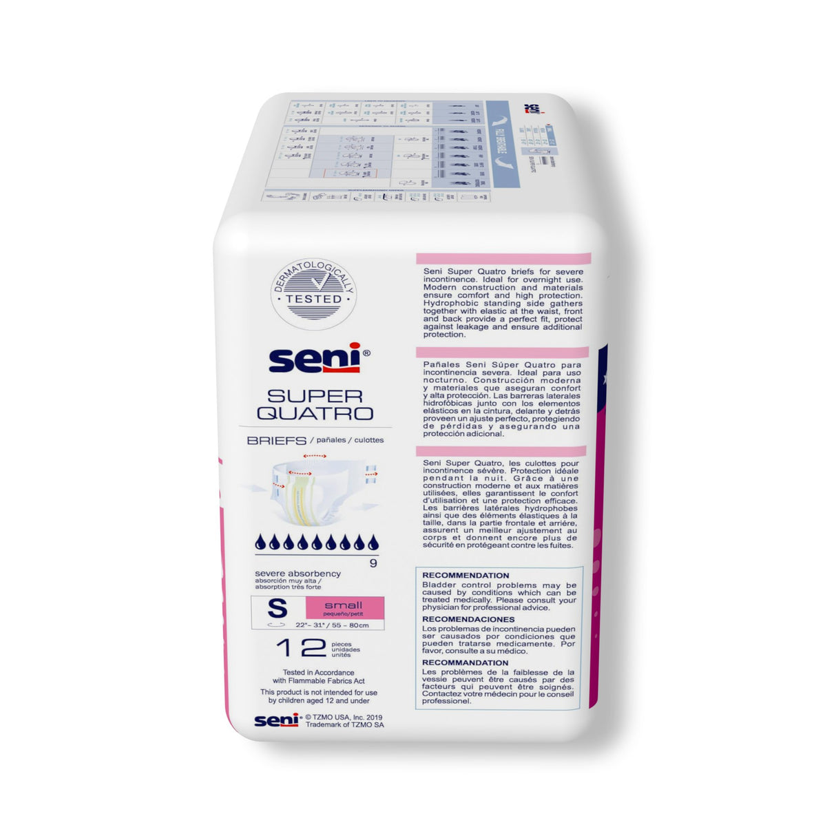 Unisex Adult Incontinence Brief Seni® Super Quatro Small Disposable Heavy Absorbency - BeHope