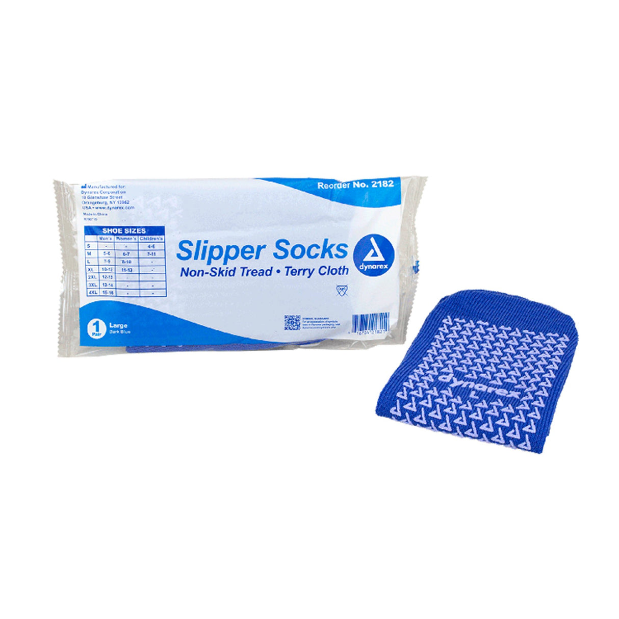Slipper Socks Dynarex Unisex Adult Large Single Tread Single Patient Use Blue - BeHope