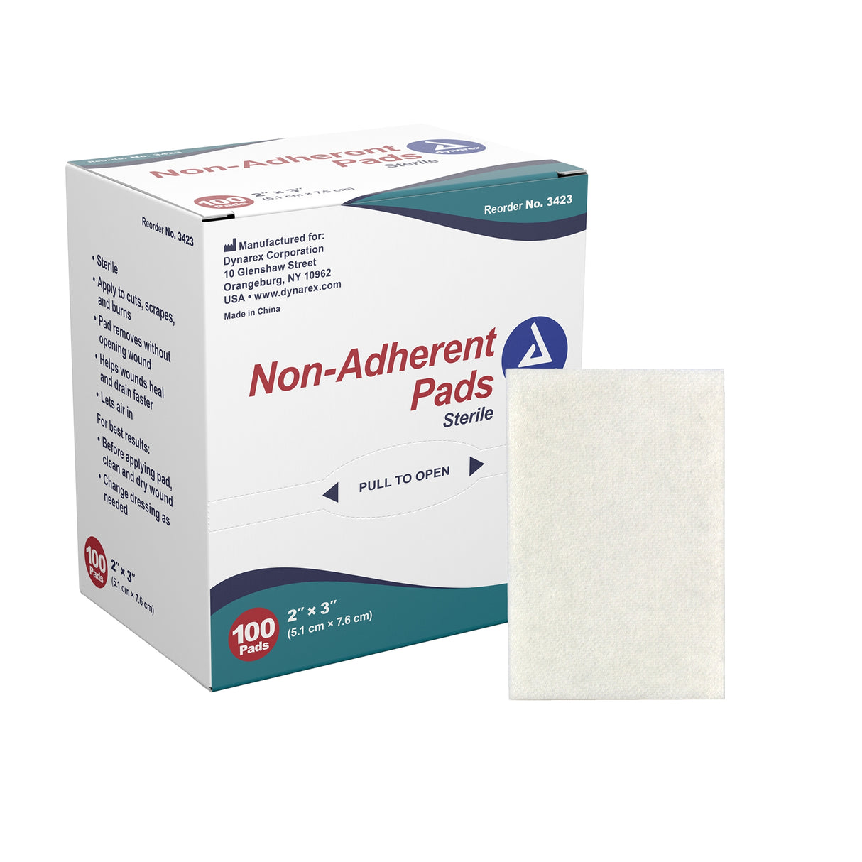 Non-Adherent Dressing Dynarex® 2 X 3 Inch Sterile 100 per Pack - BeHope