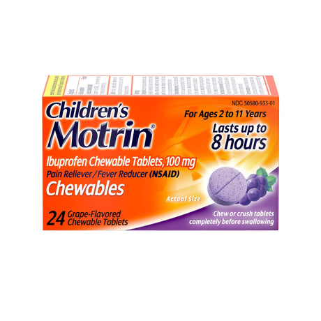 Children's Pain Relief Motrin® 100 mg Strength Ibuprofen Chewable Tablet 24 Per Bottle - BeHope