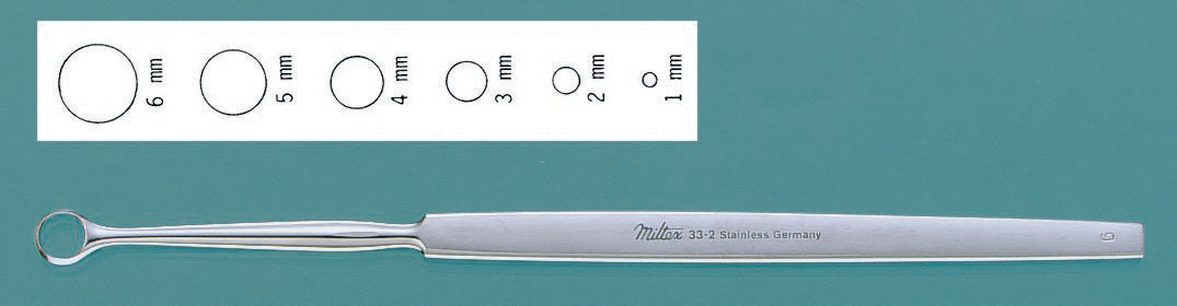 Dermal Curette Miltex® Fox Semi-Sharp Loop Tip Flat Handle - BeHope