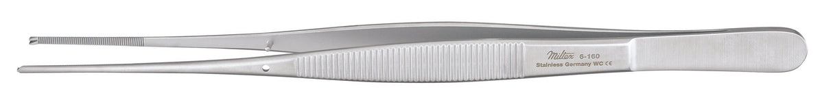 Dressing Forceps Miltex® Potts-Smith 7 Inch Length OR / Surgical Grade German Stainless Steel NonSterile NonLocking Thumb Handle Straight Serrated Tips with 1 X 2 Teeth - BeHope