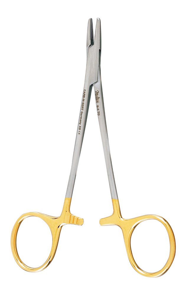Needle Holder Derf Tungsten Carbide Serrated Jaws Gold Finger Ring Handle - BeHope