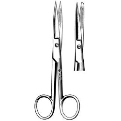 Operating Scissors Sklar® 4-1/2 Inch Length OR / Surgical Grade German Stainless Steel NonSterile Finger Ring Handle Straight Sharp Tip / Blunt Tip - BeHope