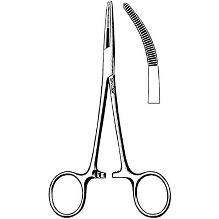 Hemostatic Forceps Sklar® Kelly 5-1/2 Inch Length OR / Surgical Grade German Stainless Steel NonSterile Locking Finger Ring Handle Curved Serrated Tips - BeHope
