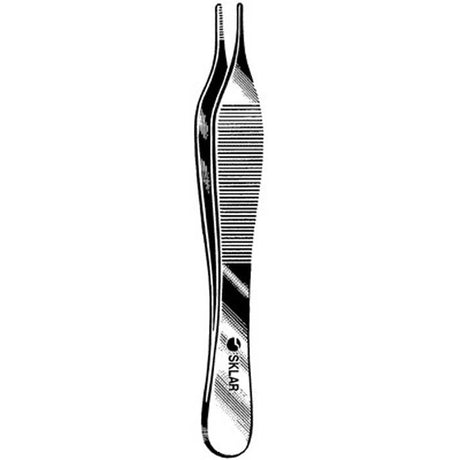 Dressing Forceps Sklar® Adson-Ewald 4-3/4 Inch Length OR / Surgical Grade German Stainless Steel NonSterile NonLocking Thumb Handle Straight Serrated Tips - BeHope