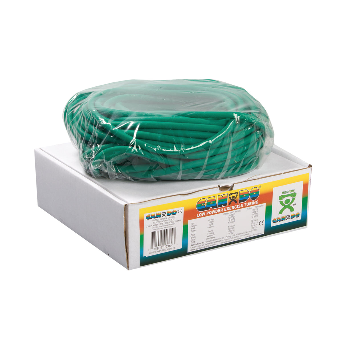Exercise Resistance Tubing CanDo® Low Powder Green 100 Foot Length Medium Resistance - BeHope