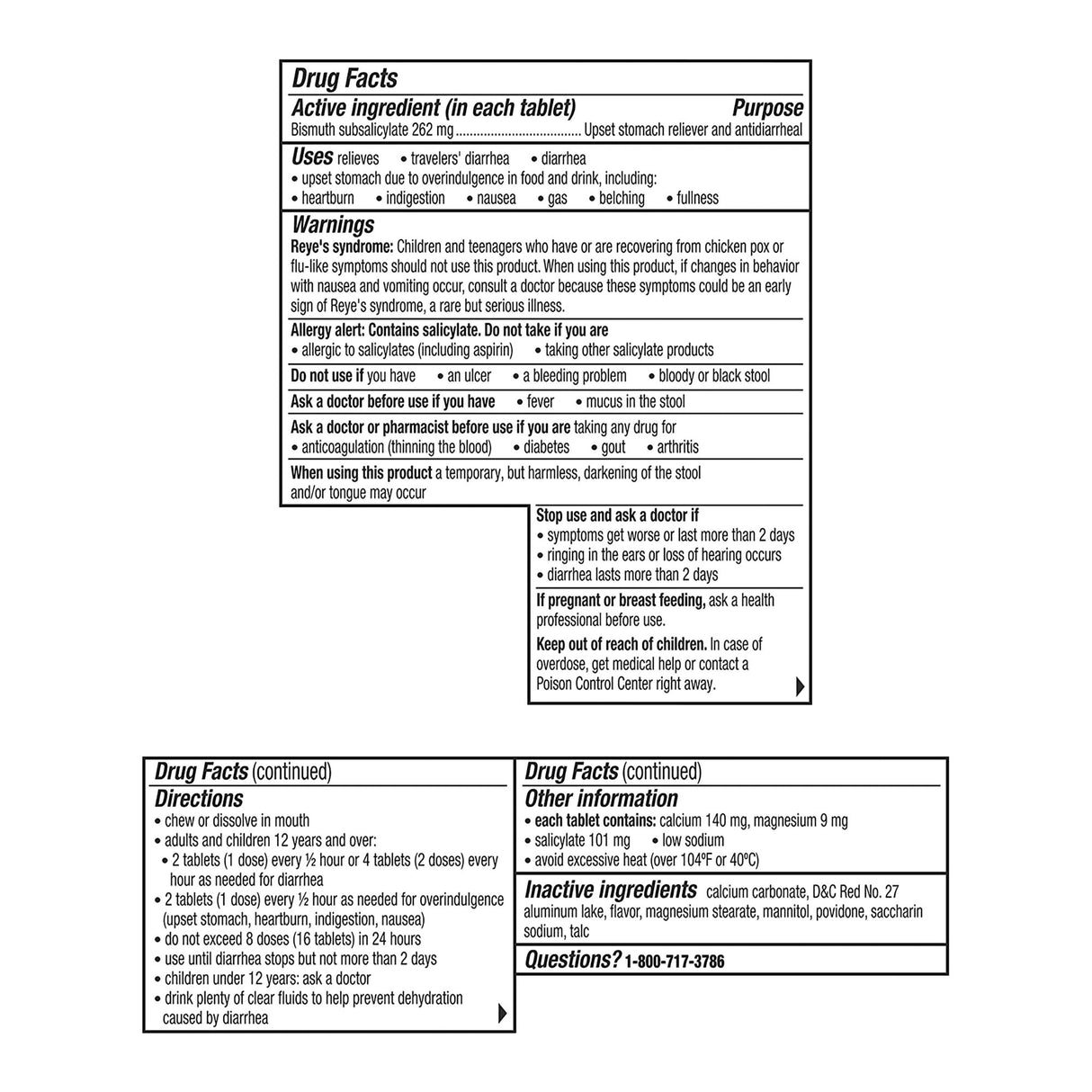 Anti-Diarrheal Pepto Bismol® 262 mg Strength Chewable Tablet 30 per Box - BeHope