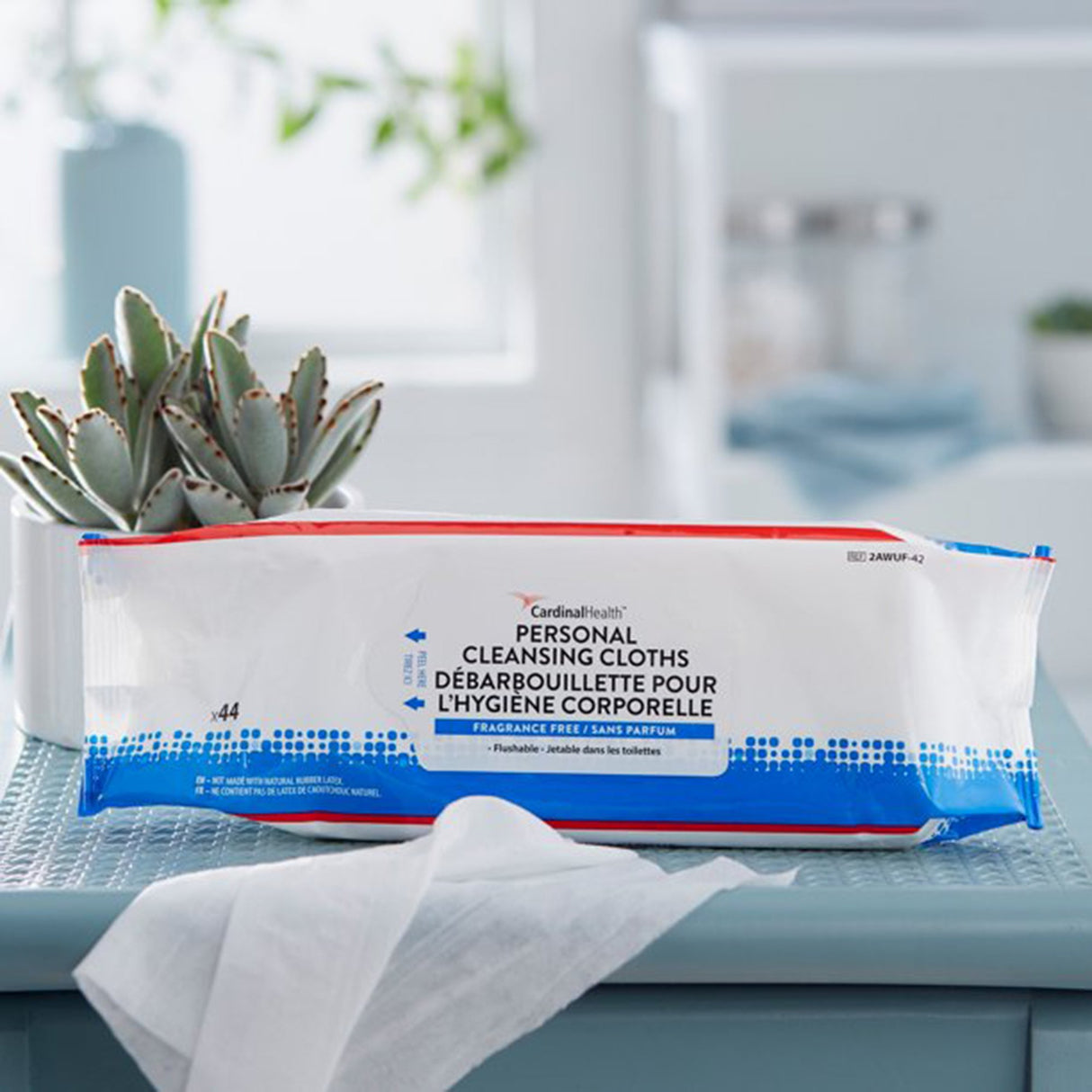 Flushable Personal Wipe Cardinal Health™ Wings™ Soft Pack Unscented 44 Count - BeHope