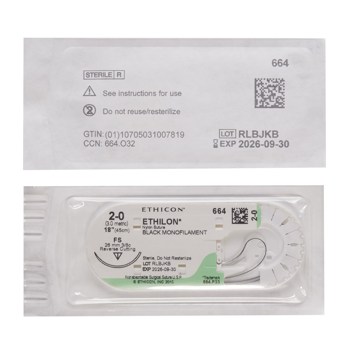 Nonabsorbable Monofilament Suture with Reverse Cutting Needle Ethilon™ Nylon - BeHope