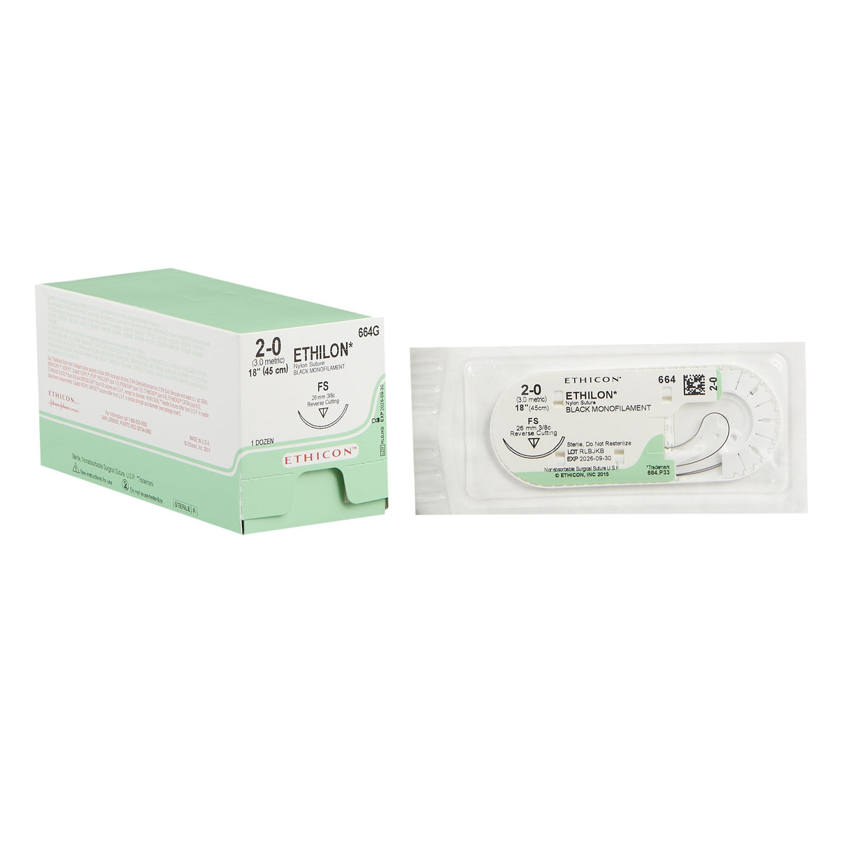 Nonabsorbable Monofilament Suture with Reverse Cutting Needle Ethilon™ Nylon - BeHope