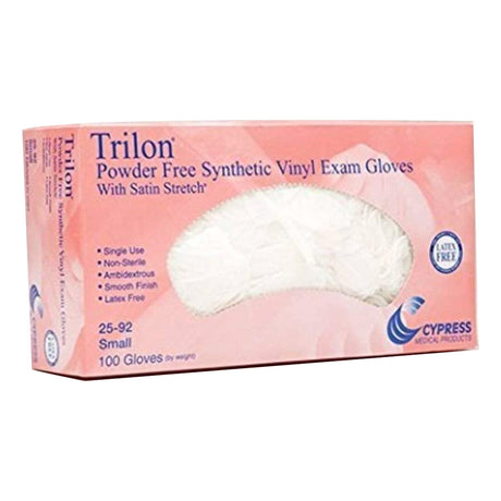Exam Glove Trilon® Small NonSterile Vinyl Standard Cuff Length Smooth Clear Not Rated WITH PROP. 65 WARNING - BeHope