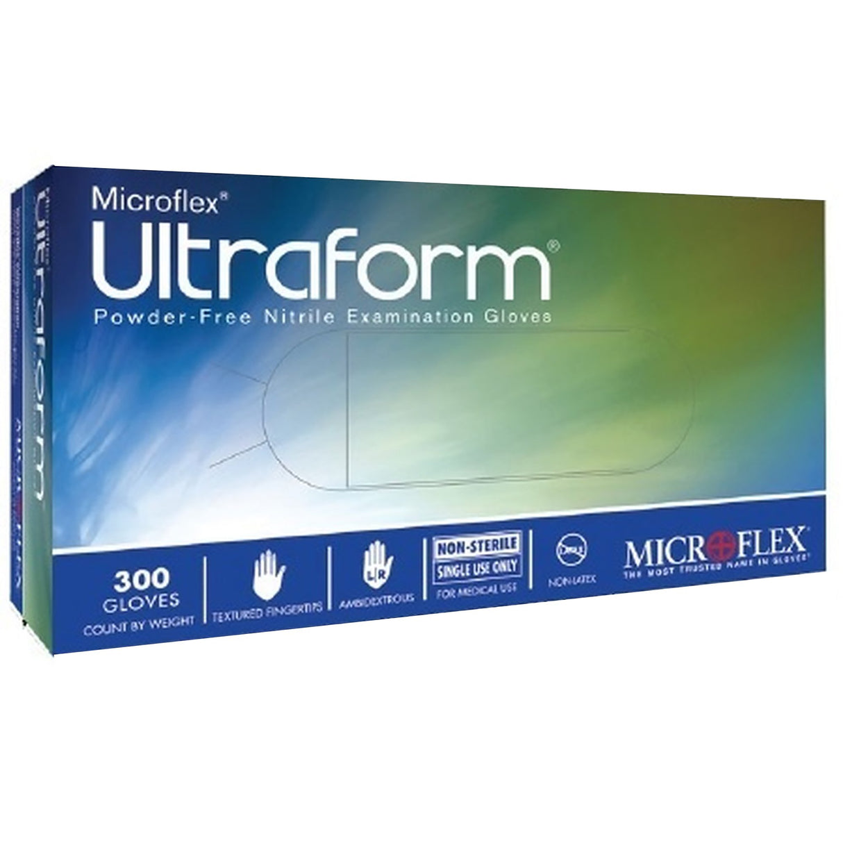Exam Glove Ultraform® Medium NonSterile Nitrile Standard Cuff Length Textured Fingertips Blue Not Rated - BeHope