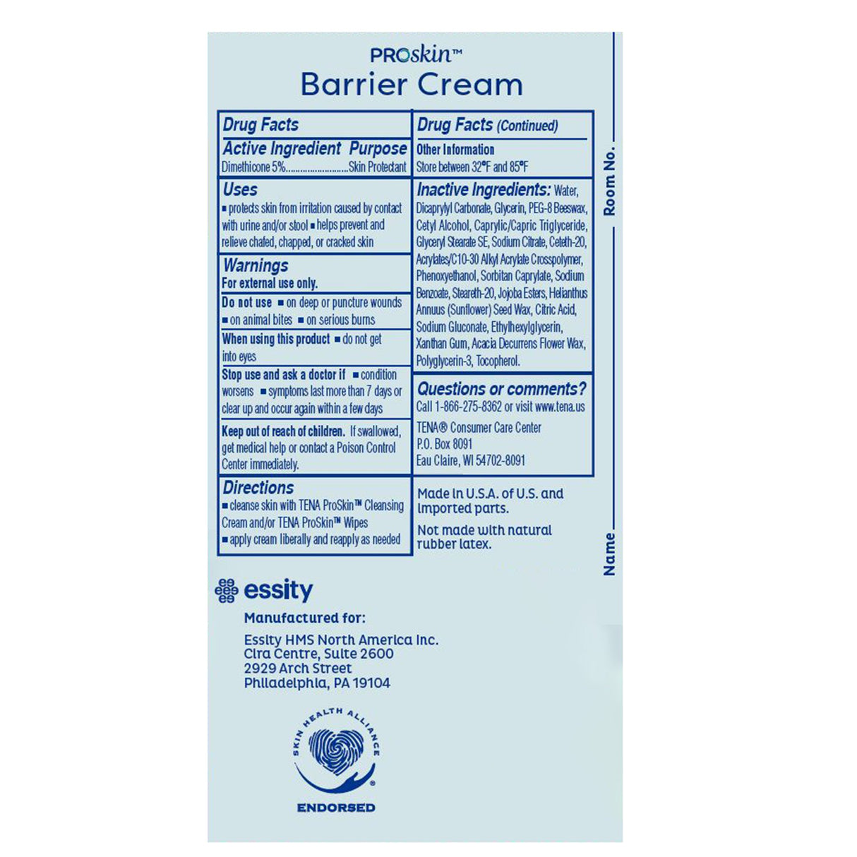 Skin Protectant Tena® Proskin™ Barrier Cream 3.4 oz. Tube Unscented Cream - BeHope