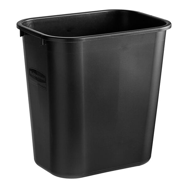 Trash Can Rubbermaid® 28 Quart / 7 Gal. Black Resin Rectangular - Behope