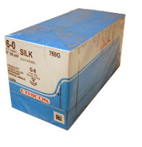 Nonabsorbable Suture with Needle Perma-Hand™ Silk G-6 1/4 Circle Reverse Cutting Needle Size 6-0 Braided - BeHope