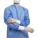 Non-Reinforced Surgical Gown with Towel Astound® Small / Medium Blue Sterile AAMI Level 3 Disposable - BeHope