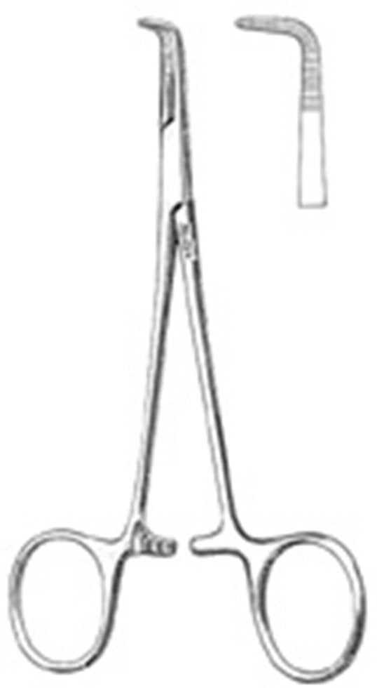 Hemostatic Forceps Miltex® Baby Mixter 5-1/4 Inch Length OR / Surgical Grade German Stainless Steel NonSterile Locking Finger Ring Handle Full Curved Extra Delicate, Serrated Tips - BeHope