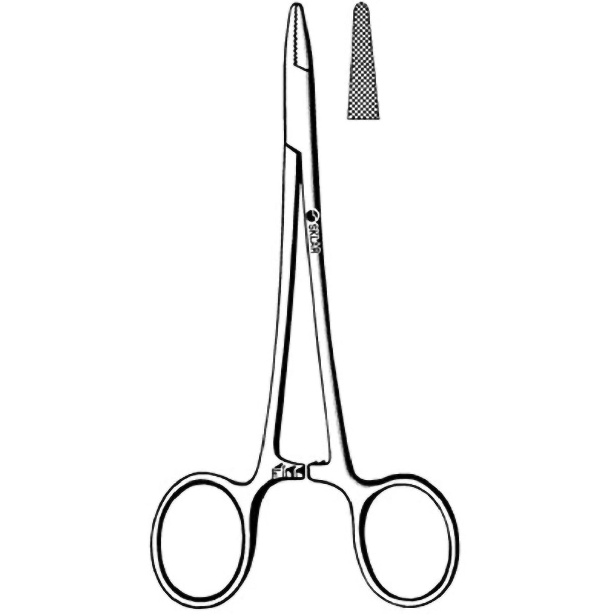 Needle Holder Baumgartner 5 Inch Length Straight Serrated Tip Finger Ring Handle