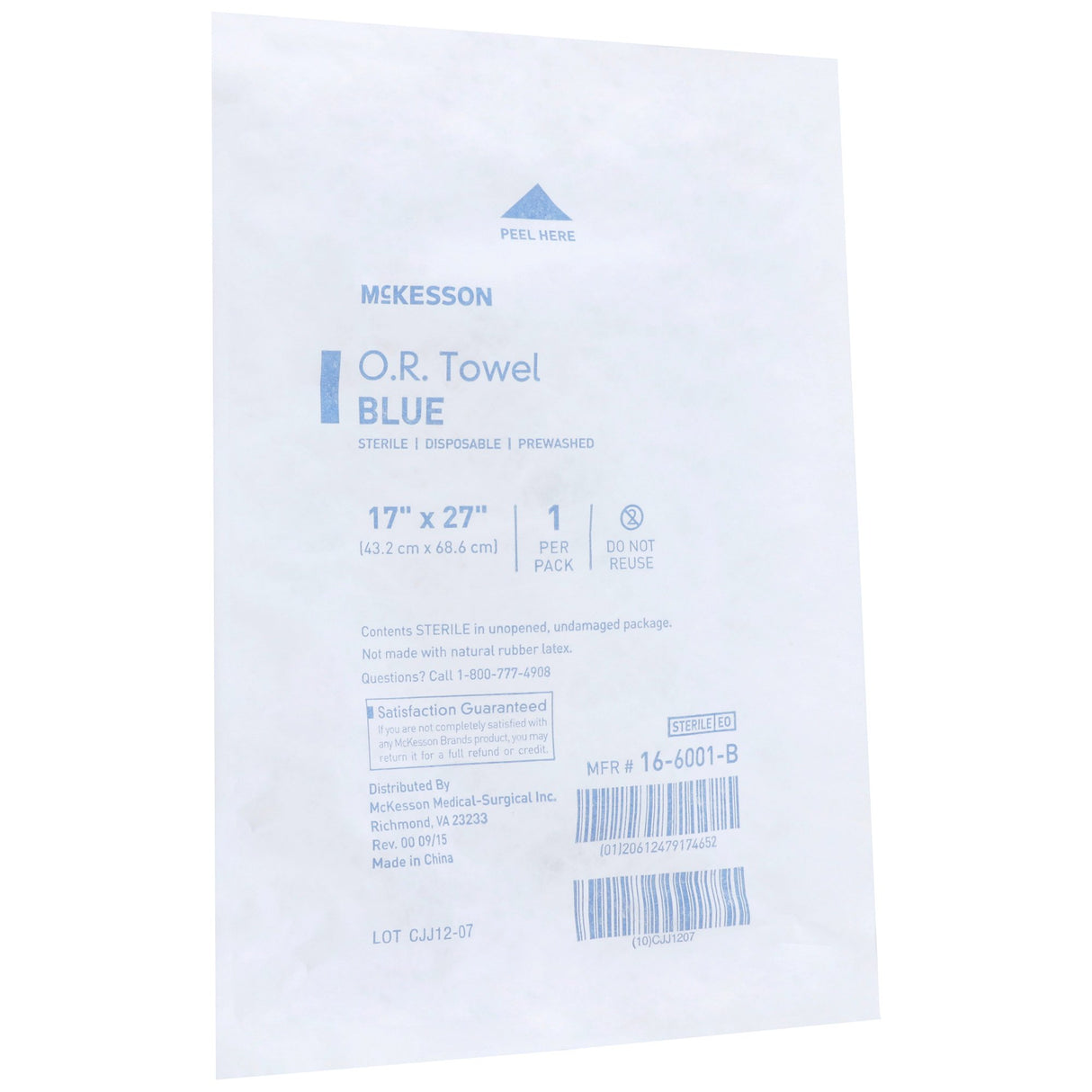 O.R. Towel McKesson 17 W X 27 L Inch Blue Sterile - BeHope