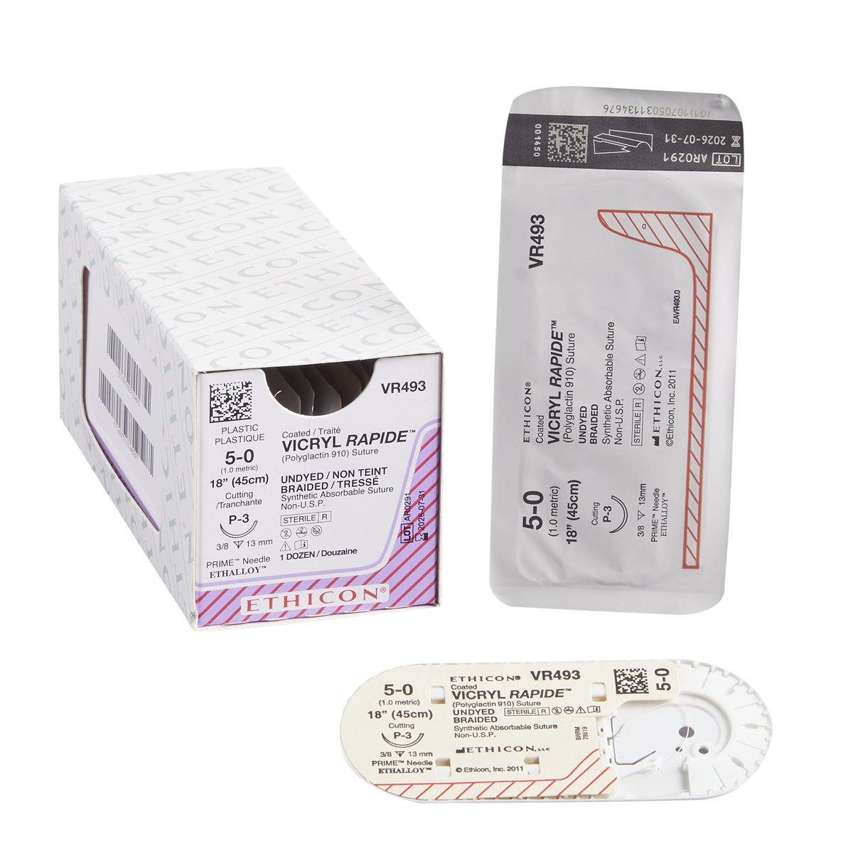Absorbable Suture With Needle Vicryl™ Rapide Polyglactin 910 P-1 3/8 Circle Precision Reverse Cutting Needle Size 5-0 Braided - Behope