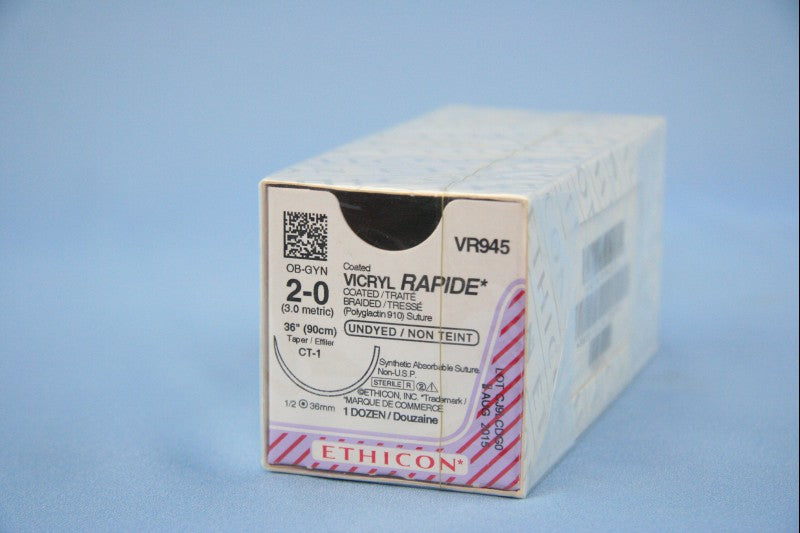 Absorbable Suture with Needle Vicryl™ Rapide Polyglactin 910 CT-1 1/2 Circle Taper Point Needle Size 2-0 Braided - BeHope