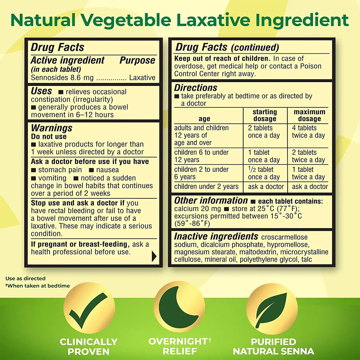 Laxative Senokot® Tablet 50 per Bottle 8.6 mg Strength Sennosides - BeHope