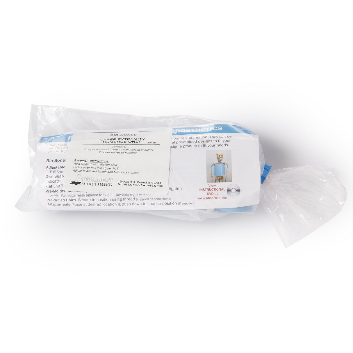 Full Upper Extremity Bio-Bones Prosthetics 9-1/2 to 11-1/2 Inch PLA Corn Resin - BeHope