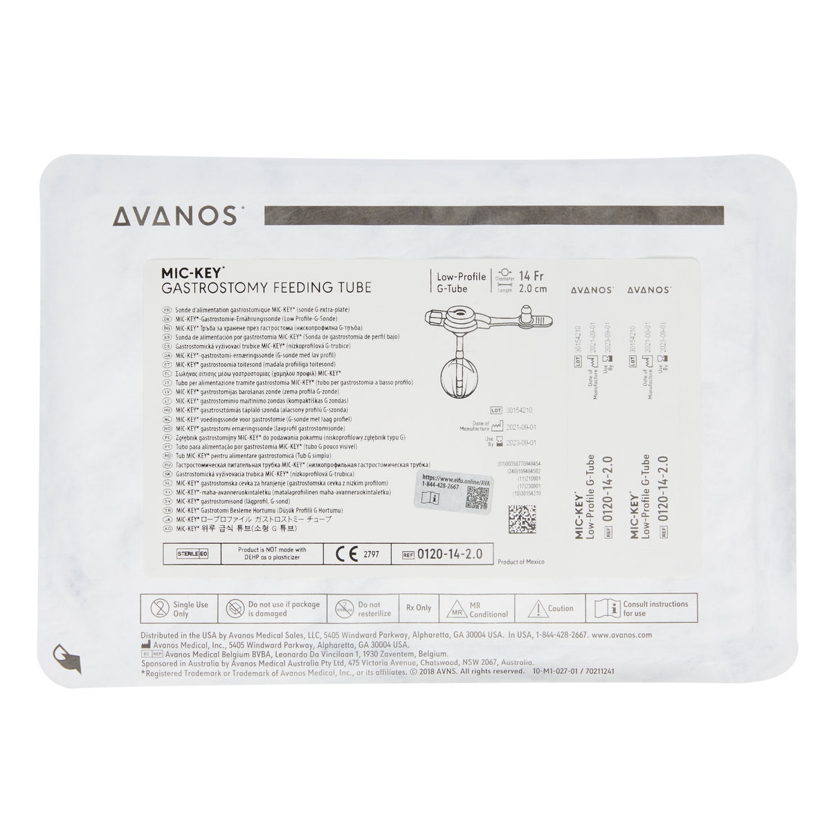 Low Profile Gastrostomy Tube Kit MIC-Key® 14 Fr. 2.0 cm Tube Silicone Sterile - BeHope