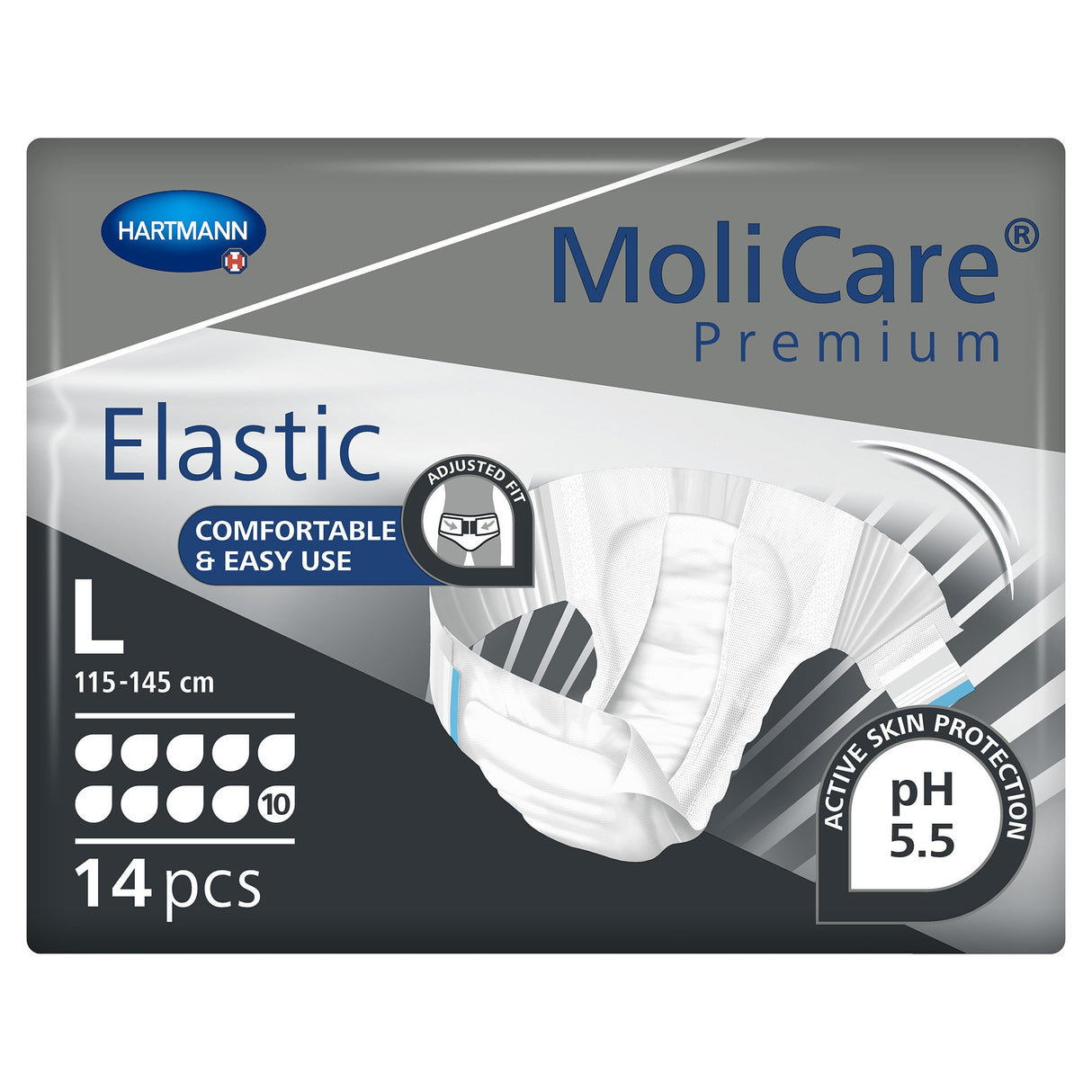 Unisex Adult Incontinence Brief MoliCare® Premium Elastic 10D Large Disposable Heavy Absorbency - BeHope