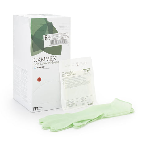 Surgical Glove GAMMEX® Non-Latex PI Green Size 6.5 Sterile Polyisoprene Standard Cuff Length Micro-Textured Light Green Chemo Tested - BeHope
