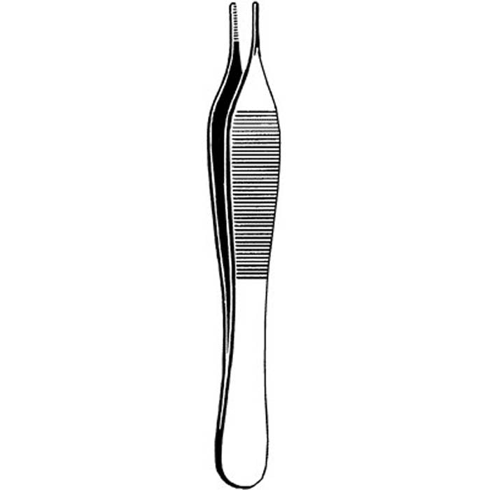 Dressing Forceps Merit™ Adson 4-3/4 Inch Length Floor / Office Grade Pakistani Stainless Steel NonSterile NonLocking Thumb Handle Straight Serrated Tips - BeHope