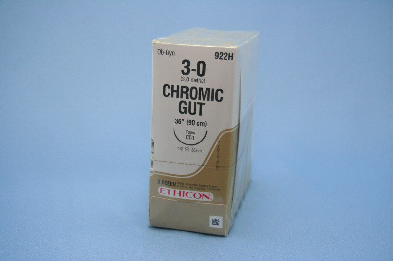 Absorbable Suture with Needle GUT CHROMIC Chromic Gut CT-1 1/2 Circle Taper Point Needle Size 3-0 Monofilament - BeHope