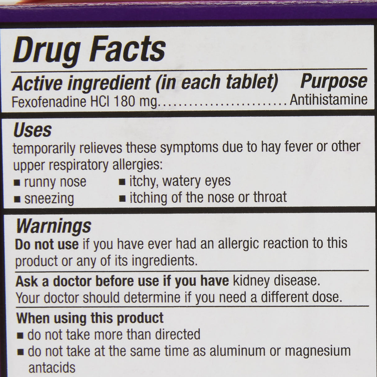 Allergy Relief Allegra 180 mg Strength Tablet 45 per Box - BeHope