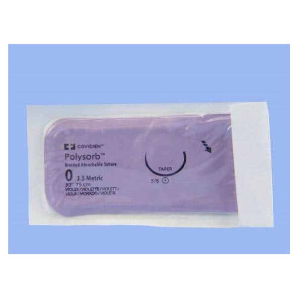 Absorbable Suture With Needle Polysorb™ Polyester Gu-46 5/8 Circle Taper Point Needle Size 0 Braided - Behope