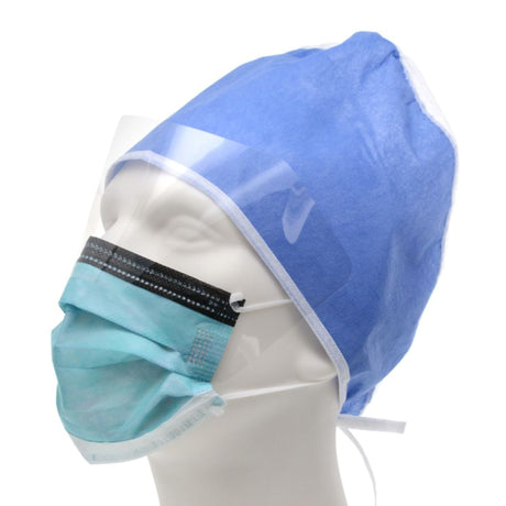Procedure Mask with Eye Shield Cardinal Health™ Anti-fog Foam ASTM Level 3 Earloops One Size Fits Most - BeHope