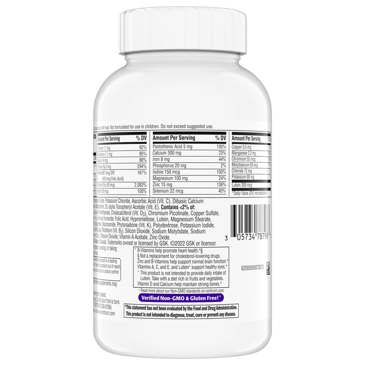 Multivitamin Supplement Centrum® Women 50+ Tablet 160 per Bottle - BeHope