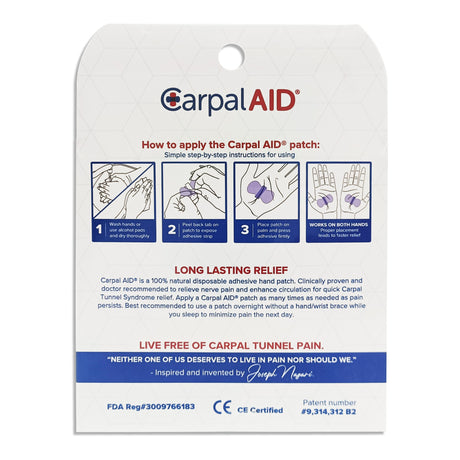 Hand-Based Carpal Tunnel Support Carpal AID® Patch Plastic Left or Right Hand Clear One Size Fits Most - BeHope