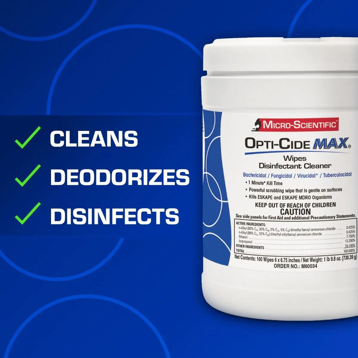 Surface Disinfectant Cleaner Opti-Cide® Max Premoistened Alcohol Based Manual Pull Wipe 160 Count Canister Alcohol Scent NonSterile - BeHope