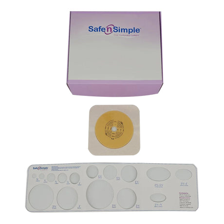 Ostomy Barrier Safe n Simple™ Trim to Fit, Standard Wear Flexible Tape 57 mm Flange Up to 1-3/4 Inch Opening 5 X 5 Inch - BeHope