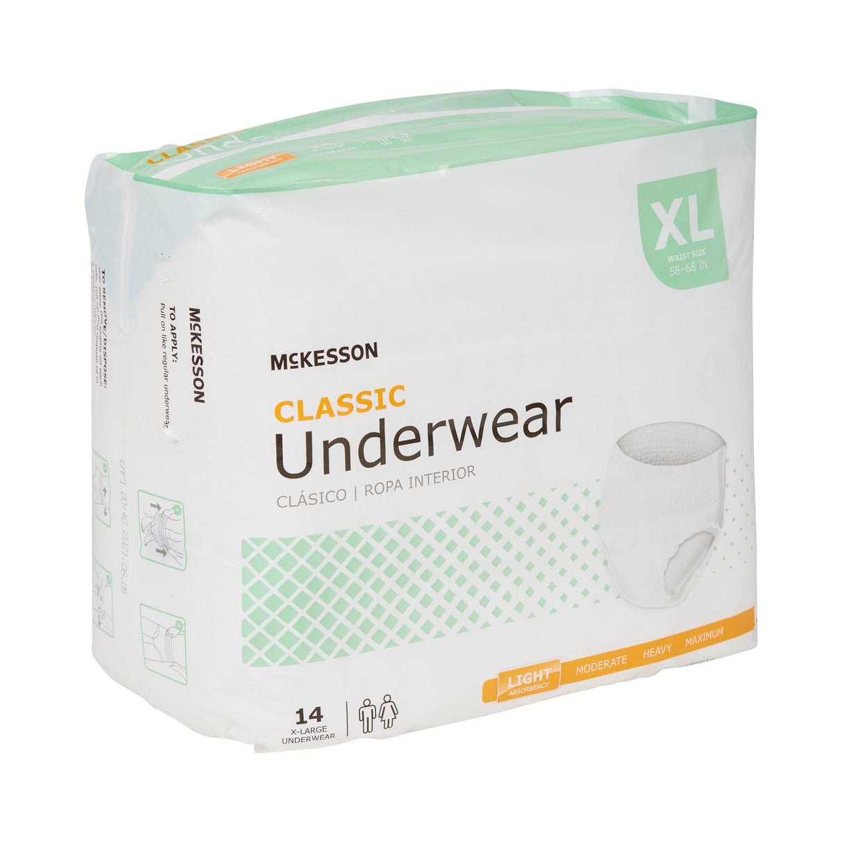 Unisex Adult Absorbent Underwear McKesson Classic Pull On with Tear Away Seams X-Large Disposable Light Absorbency