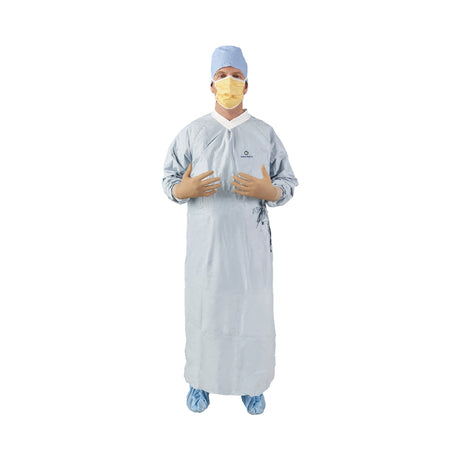Surgical Gown with Towel Aero Chrome Large Silver Sterile AAMI Level 4 Disposable - BeHope