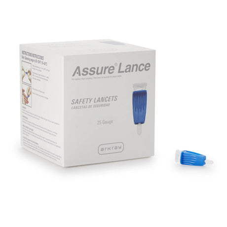 Safety Lancet Assure® 25 Gauge Protective Safety Cap Push Button Activation Finger - BeHope