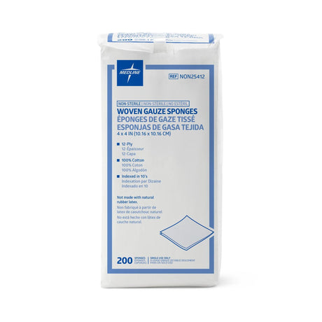 Gauze Sponge Medline 4 X 4 Inch 12-Ply NonSterile 200 per Pack - BeHope