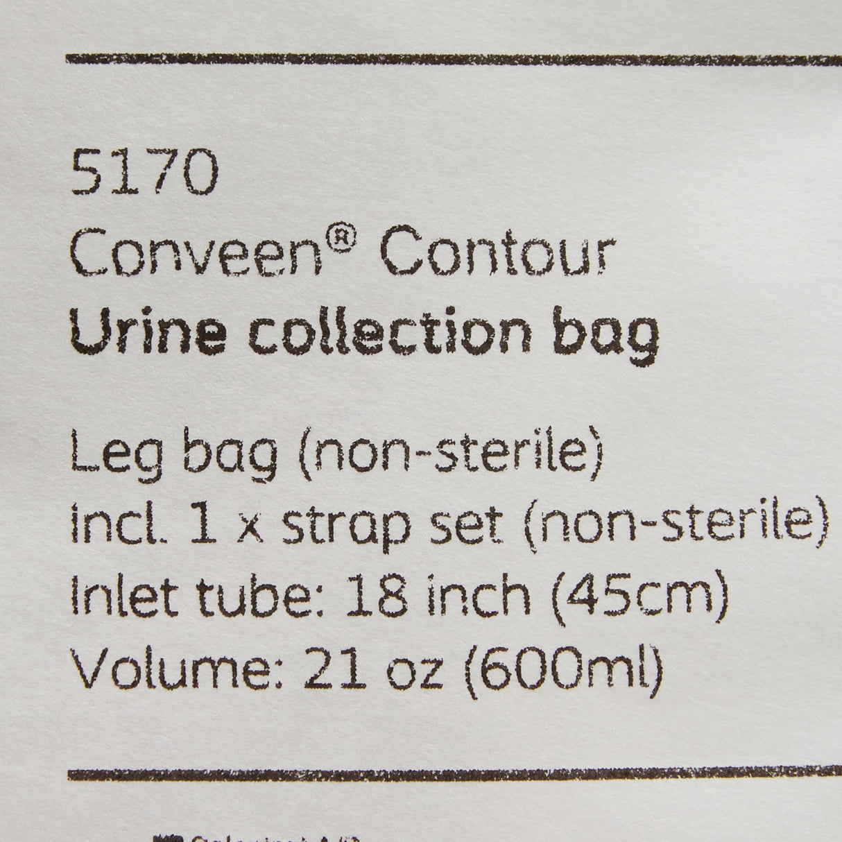 Urinary Leg Bag Conveen Security+ Anti-Reflux Valve NonSterile 600 mL Polyethylene / Flocked