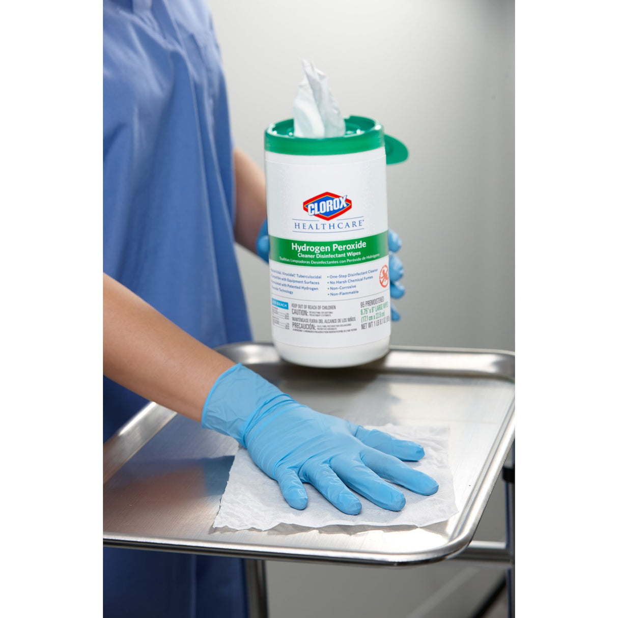 Surface Disinfectant Cleaner Clorox Healthcare® Premoistened Hydrogen Peroxide Based Manual Pull Wipe 155 Count Canister Unscented NonSterile - BeHope