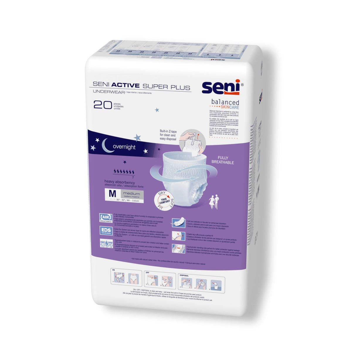 Unisex Adult Absorbent Underwear Seni® Active Super Plus Pull On with Tear Away Seams Medium Disposable Heavy Absorbency - BeHope